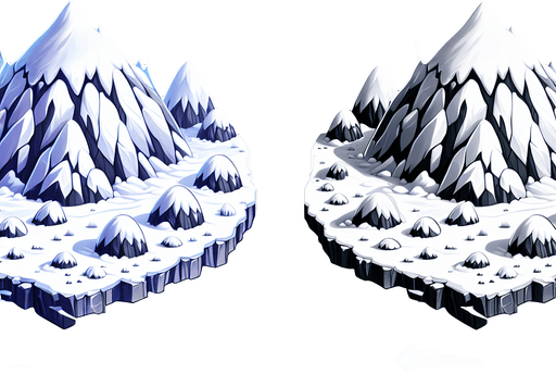 Arctic pingos.
Single Game Texture. In-Game asset. 2d. Blank background. High contrast. No shadows.