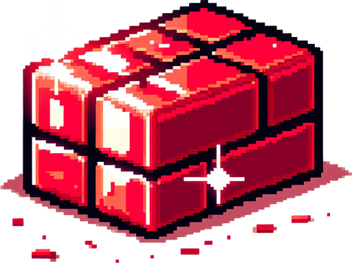 a cartoon red brick. bright. shiny. pixel art. no text..
Single Game Texture. In-Game asset. 2d. Blank background. High contrast. No shadows.