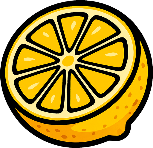 Limon Circular Cortado por la mitad.
In-Game asset.  2d.  High contrast.  No shadows. Cartoon.