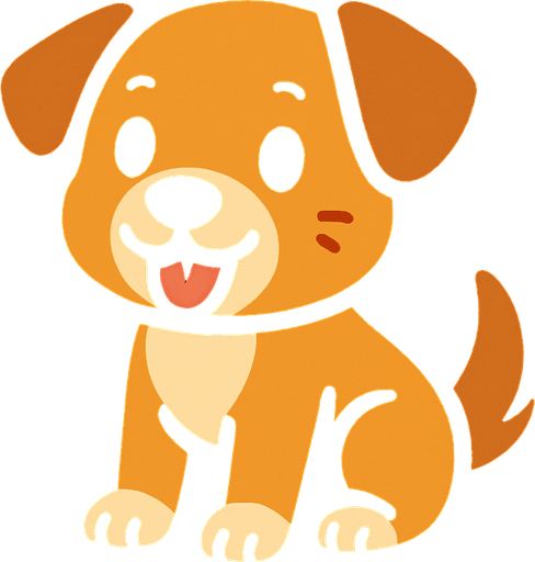 Cute dog.
In-Game asset.  2d.  High contrast.  No shadows