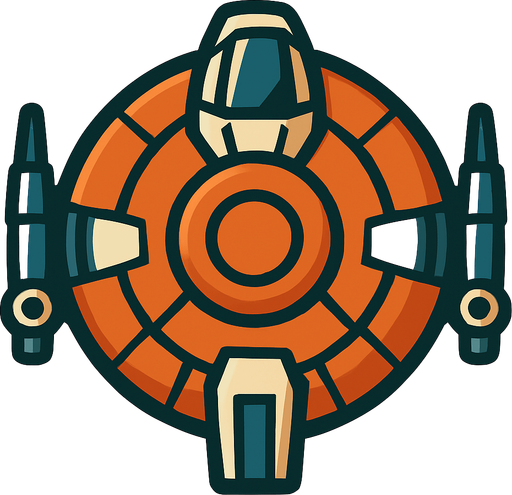 circle shape starship.
In-Game asset.  2d.  High contrast.  No shadows