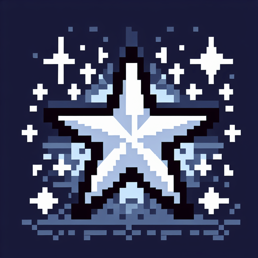 white star, no background, pixelart
Single Game Texture. In-Game asset. 2d. Blank background. High contrast. No shadows.