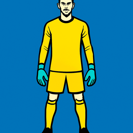 courtuis.
In-Game asset.  High contrast.  No shadows. goalkeeper . full body . facing forward
