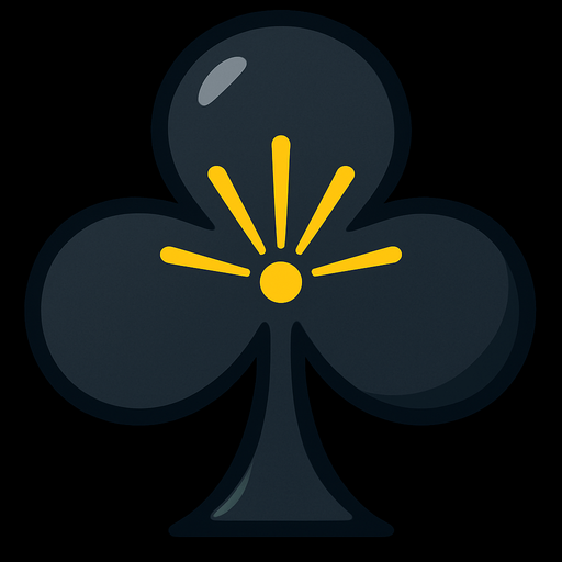 Just the club from this picture with 1. **Fan/Spray Symbol** - Three or more lines radiating outward from a central point, yellow in color, in the center of the club.