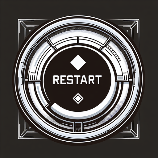 futuristic button with the text saying "RESTART". drawn as a 2D user interface element.
Single Game Texture. In-Game asset. 2d. Blank background. High contrast. No shadows.