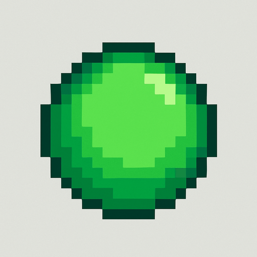 pixel art green circle.
In-Game asset.  2d.  High contrast.  No shadows