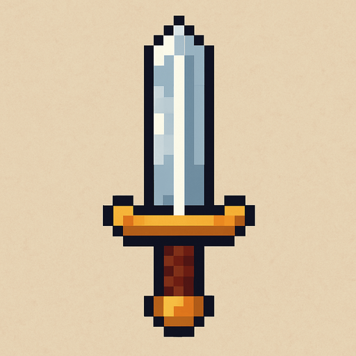 draw me pixel art sword.
In-Game asset.  2d.  High contrast.  No shadows