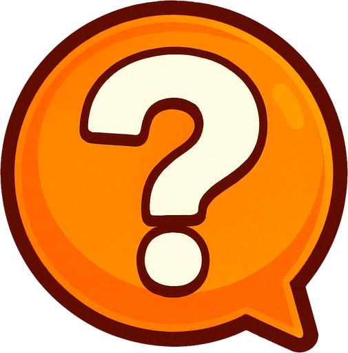 Orange bubble with question mark.
In-Game asset.  2d.  High contrast.  No shadows