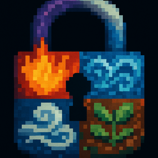 Haz este candando con los 5 ewlementos, fuego tierra, agua, aire, energia