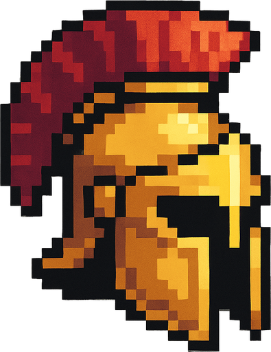 casco de gladiador de pixeles.
In-Game asset.  2d.  High contrast.  No shadows