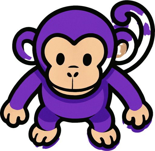 purple monkey top view.
In-Game asset.  2d.  High contrast.  No shadows