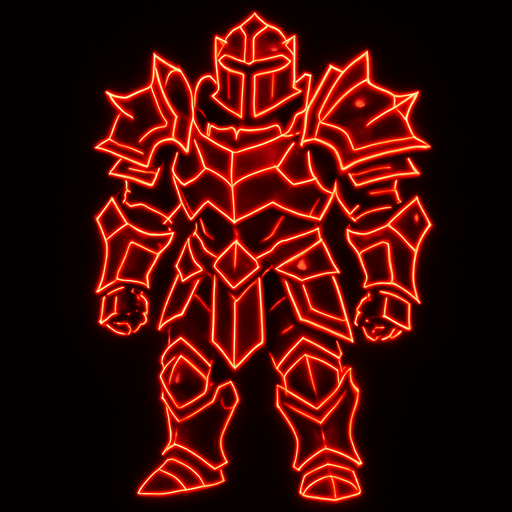 Armor grand red neon.
In-Game asset.  2d.  High contrast.  No shadows