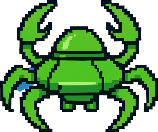 green crab style alien ship. side scroller image.
In-Game asset.  2d.  High contrast.  No shadows