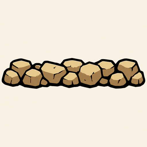 rock line.
In-Game asset.  2d.  High contrast.  No shadows. long. cartoon