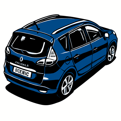 renault scenic 3 arka çapraz kuşbakışı arka plan kaldırma çiz.
In-Game asset.  2d.  High contrast.  No shadows