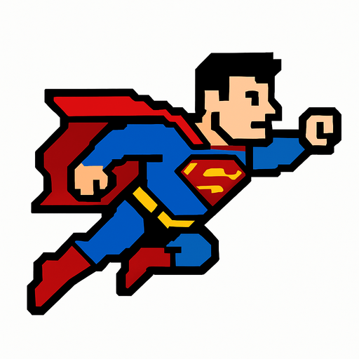 Superman 2d game.
In-Game asset.  2d.  High contrast.  No shadows