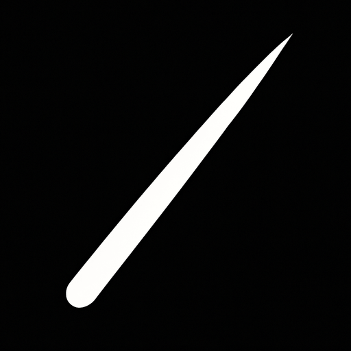 straight and white slash thin at the tip and thick in the middle.
In-Game asset.  2d.  High contrast.  No shadows