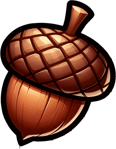 acorn.
Single Game Texture. In-Game asset. 2d. Blank background. High contrast. No shadows.