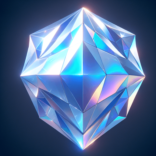 An angular, crystalline shield shimmering with blue light..
Single Game Texture.  In-Game asset.  2d.  Blank background.  High contrast.  No shadows