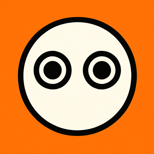 White circle with two eyes, seen from above..
In-Game asset.  2d.  High contrast.  No shadows