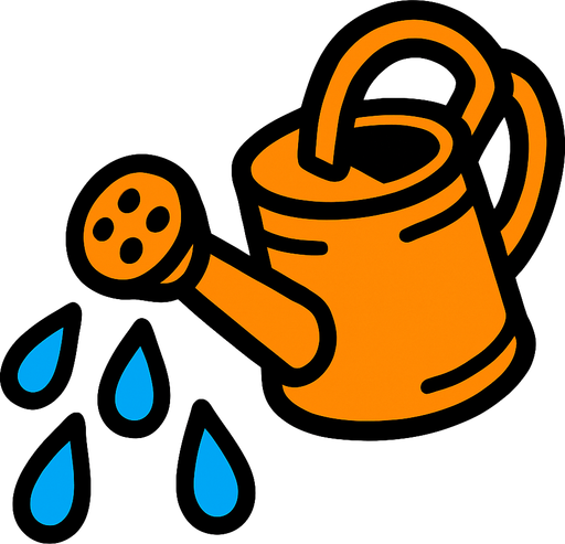 Watering waterdrops watering can.
In-Game asset.  2d.  High contrast.  No shadows