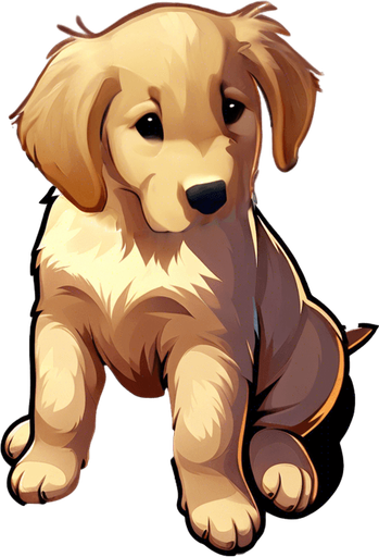 sad golden retriever puppy. Single Game Texture. In-Game asset. 2d.