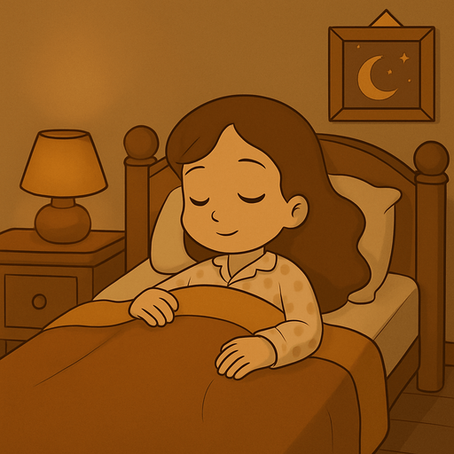 Remove her hair accessory and have her laying in her bed asleep