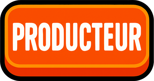 PRODUCTEUR BUTTON.
In-Game asset.  2d.  High contrast.  No shadows