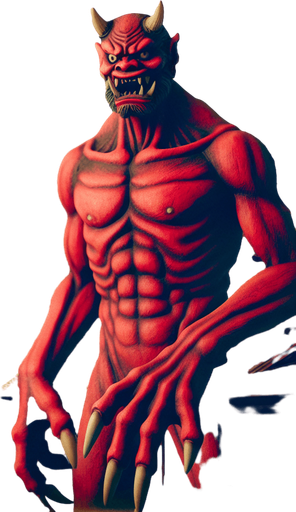 ancient japan oni red monster stand scary rage