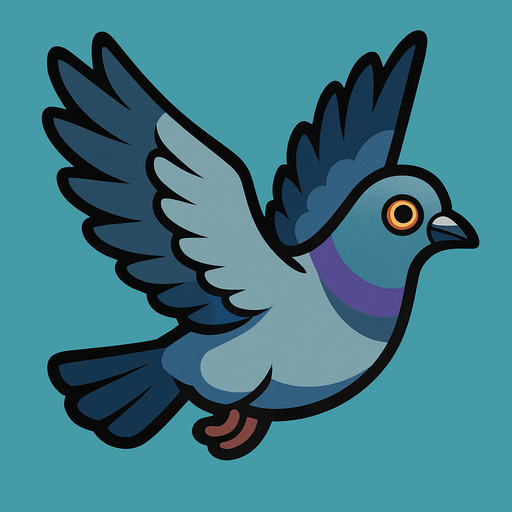 pigeon flying.
In-Game asset.  2d.  High contrast.  No shadows