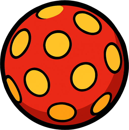 Red boll with dots.
In-Game asset.  2d.  High contrast.  No shadows