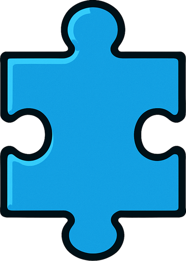 Puzzle peice blue.
In-Game asset.  2d.  High contrast.  No shadows