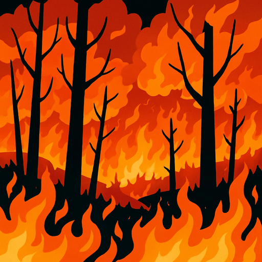 Un bosque quemándose D:.
In-Game asset.  2d.  High contrast.  No shadows