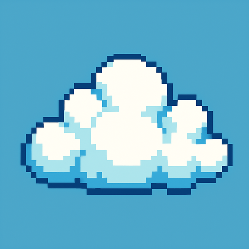 pixelart, cloud.
In-Game asset.  2d.  High contrast.  No shadows