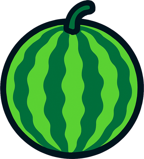 Watermelon game image.
In-Game asset.  2d.  High contrast.  No shadows