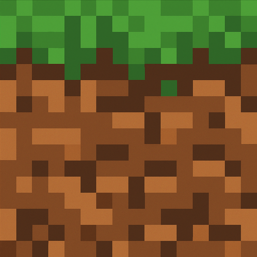 ground have mincraft ground trxture.
In-Game asset.  2d.  High contrast.  No shadows
