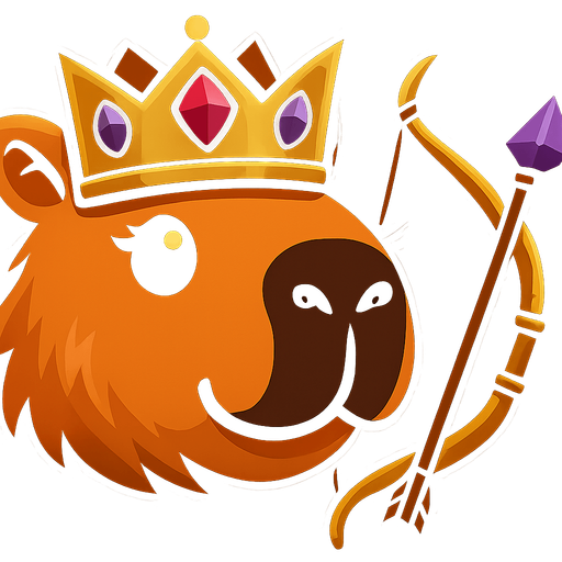 Quitale la resortera y el casco. Añadele una corona de reina con gemas. Añade tambein un arco dorado y una fleca con una punta morada brillante. Dame la imagen sin fondo. Ponle pestañas pequeñas en los ojos.