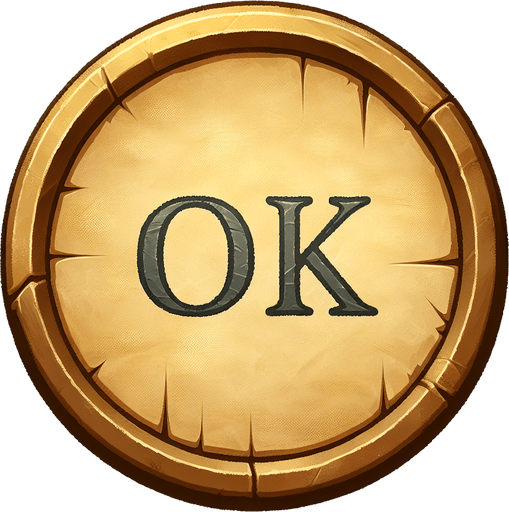 a pergament button with the Text: "OK"; 2 d game asset
