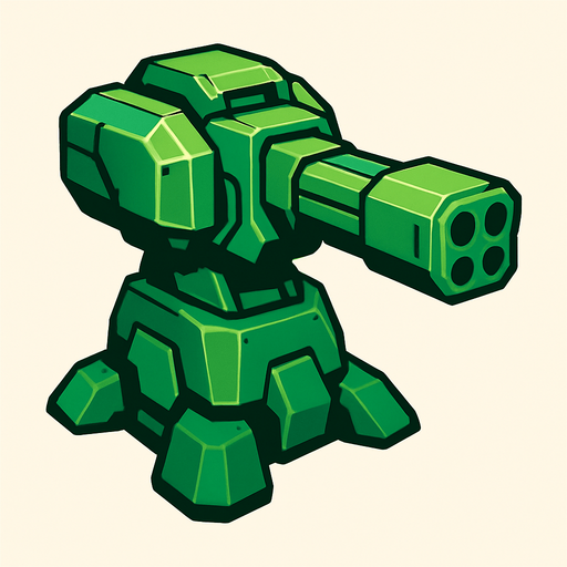 Torreta futurista grande verde.
In-Game asset.  2d.  High contrast.  No shadows
