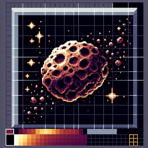 pixel astroid.
Single Game Texture.  In-Game asset.  2d.  Blank background.  High contrast.  No shadows