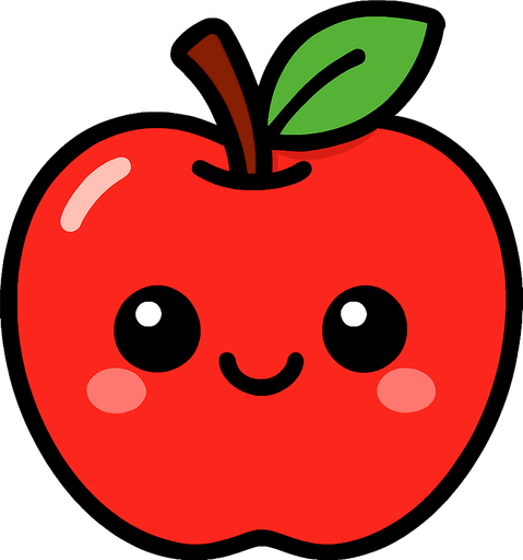 Manzana cute.
In-Game asset.  2d.  High contrast.  No shadows