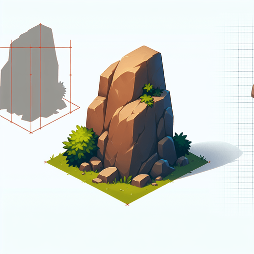 rock.
Single Game Texture.  In-Game asset.  2d.  Blank background.  High contrast.  No shadows