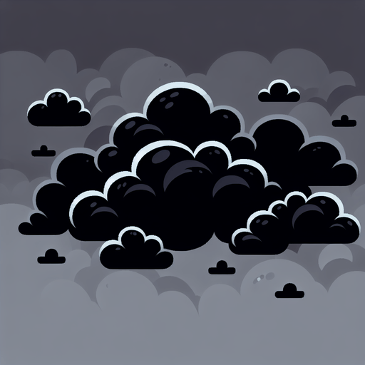 dark cartoon cloudy skies high quality background make it simple and minimalistic..
Single Game Texture. In-Game asset. 2d. Blank background. High contrast. No shadows.