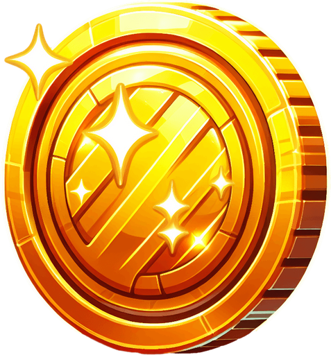 I need a 2D coin asset for my street racing game on the UPIT FRVR platform. Please provide:

A collectible coin with a shiny, gold appearance

Optional details: glow, sparkle, or animation frame for spinning

It should be easily visible on the road, with good contrast on desert backgrounds

Scalable and loopable for pickup patterns

Style: cartoony or arcade-friendly, matching fast-paced racing gameplay.
Single Game Texture.  In-Game asset.  2d.  Blank background.  High contrast.  No shadows