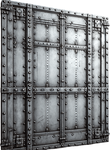 Metal door.
Single Game Texture.  In-Game asset.  2d.  Blank background.  High contrast.  No shadows