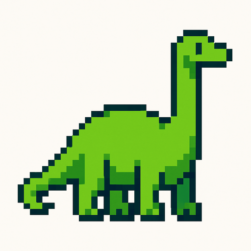 Brontosaurus pixel.
In-Game asset.  2d.  High contrast.  No shadows