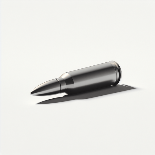 a bullet.
Single Game Texture. In-Game asset. 2d. Blank background. High contrast. No shadows.