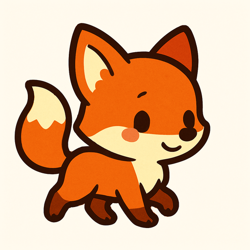 Cute, tiny, sweet, fox, walking.
In-Game asset.  2d.  High contrast.  No shadows