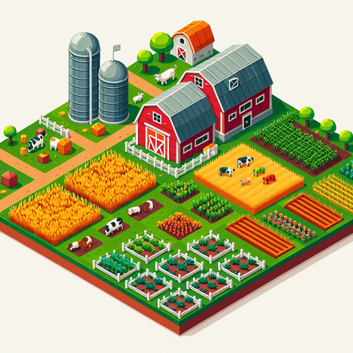 Farm from cookie clicker.
Single Game Texture. In-Game asset. 2d. Blank background. High contrast. No shadows.