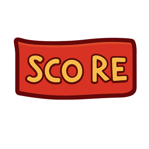 This is a score text
. No background. Transparent background. Blank background. No shadows. 2d. In-Game asset. flat